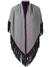 ANTONIA ZANDER ANTONIA ZANDER FRINGE PONCHO SCARF - GREY