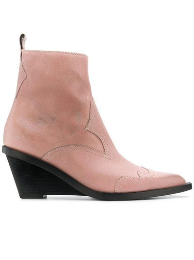 Mm6 Maison Margiela Ankle Height Wedge Boot In Pastel Pink