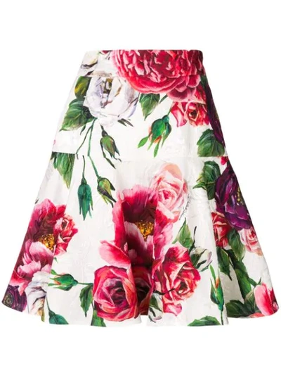 Dolce & Gabbana Floral Flared Mini Skirt In Multi