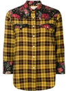 R13 R13 FLORAL PANELLED PLAID SHIRT - YELLOW