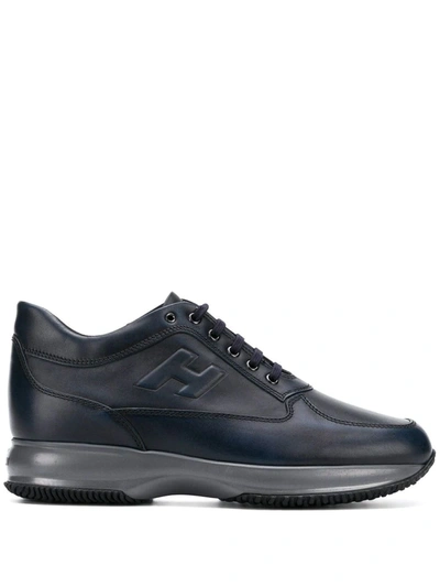 Hogan Interactive Biro Blue Leather Trainers In Dark Blue