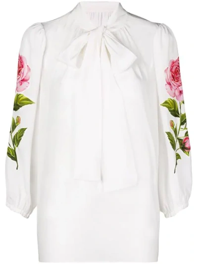 Dolce & Gabbana Floral Printed Shirt In White