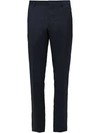 Prada Pleated High Waist Chinos In Blue