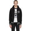 BALMAIN BALMAIN BLACK AND SILVER ZIP HOODIE