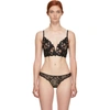 Fleur Du Mal Black Lily Embroidery Longline Demi Bra In 0100 Black