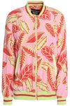 BOUTIQUE MOSCHINO WOMAN PRINTED CREPE BOMBER JACKET PINK,GB 4230358016513089