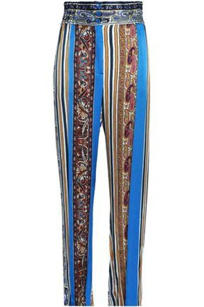 Etro Printed Silk-faille Straight-leg Trousers In Multicolor