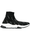 Balenciaga Speed Logo-print Stretch-knit High-top Sneakers In Black