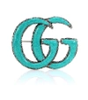 GUCCI DOUBLE G STERLING SILVER AND TURQUOISE BROOCH,P00339149