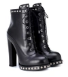 ALEXANDER MCQUEEN EMBELLISHED LEATHER ANKLE BOOTS,P00333744