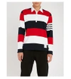 THOM BROWNE RUGBY STRIPED REGULAR-FIT COTTON-JERSEY POLO SHIRT