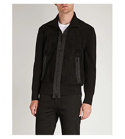 Tom Ford Men's Suede Zip-front Blouson Jacket In Black