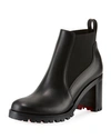 Christian Louboutin Marchacroche Leather Red Sole Booties In Black
