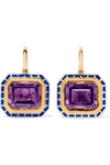 ALICE CICOLINI 22-KARAT GOLD, ENAMELED STERLING SILVER AND AMETHYST EARRINGS