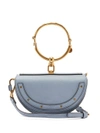 Chloé Nile Bracelet Mini Textured-leather Shoulder Bag In Washed Blue