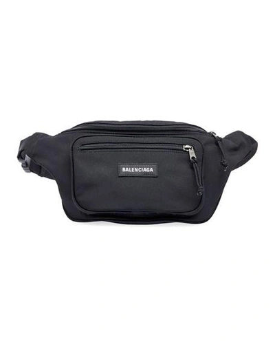 Balenciaga Logo Detail Leather Belt Pack In Black