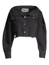 SANDY LIANG Reny Cropped Open Collar Denim Jacket