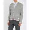 THOM BROWNE STRIPE-TRIMMED KNITTED-COTTON CARDIGAN