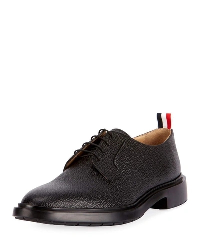 Thom Browne Men's Leather Blucher Dress Shoes With Winterized Rubber Sole In Black