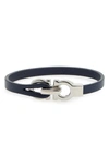 FERRAGAMO DOUBLE GANCINI LEATHER BRACELET,0688961