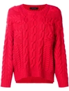 CEDRIC CHARLIER CÉDRIC CHARLIER CHUNKY KNIT JUMPER - RED