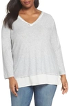 VINCE CAMUTO WOVEN HEM LAYERED TOP,9499689
