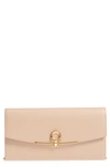 Ferragamo Envelope Flap Logo Detail Clutch In Macadamia