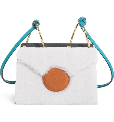 Danse Lente Phoebe Mini Color-block Shearling And Leather Shoulder Bag In Multicoloured