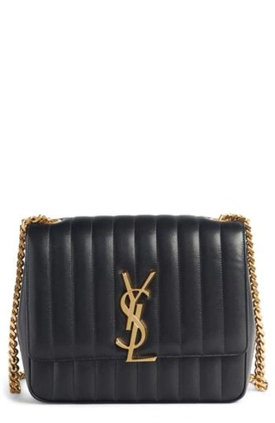 Saint Laurent Large Vicky Leather Crossbody Bag In Rouge Eros