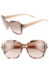 TORY BURCH REVA 56MM SQUARE SUNGLASSES - PEACH TORTOISE SOLID,TY712556-X