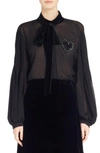 FENDI HEART EMBELLISHED SILK BLOUSE,FS7018A3MV