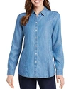 FOXCROFT RILEY PINSTRIPED CHAMBRAY TOP,182948