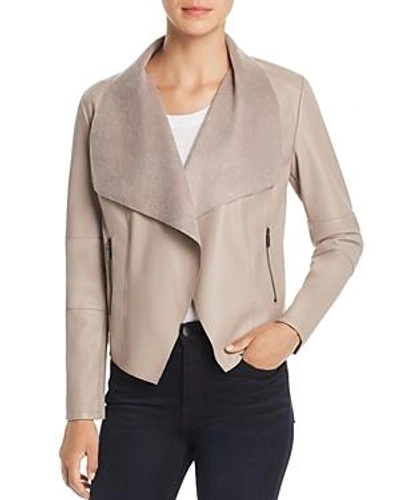 Bagatelle Draped Faux Leather Jacket In Granite