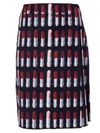 Prada Lipstick Patterned Print Long Skirt In Nero