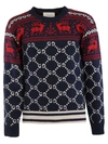 GUCCI GG AND REINDEER JACQUARD SWEATER,10643813
