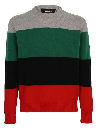 Dsquared2 Men's Multicolor Wool Pullover Sweater In Black