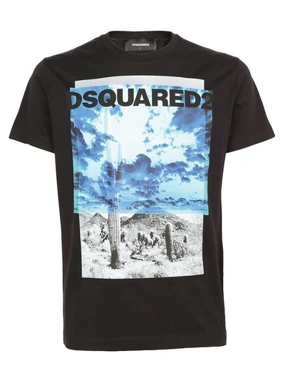 Dsquared2 Desert Printed Cotton Jersey T-shirt In Nero