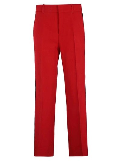 Gucci Cady Stretch Bootcut Trousers With Side Piping Details In Red