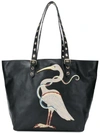 RED VALENTINO RED VALENTINO RED(V) EMBROIDERED OVERSIZED TOTE - BLACK