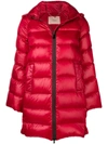 TWINSET TWIN-SET LONGLINE PUFFER JACKET - RED