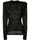 BALMAIN BALMAIN RIBBED VELOUR JUMPER - BLACK