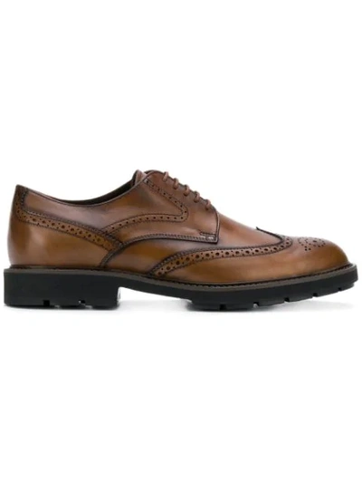 Tod's Men's Classic Leather Lace Up Laced Formal Shoes Brogue In Brown