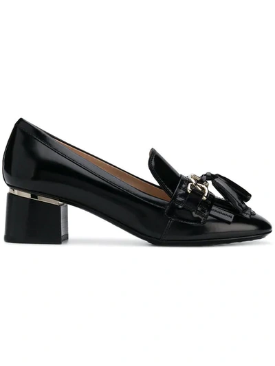Tod's Women's Leather Pumps Court Shoes High Heel Double T In Black