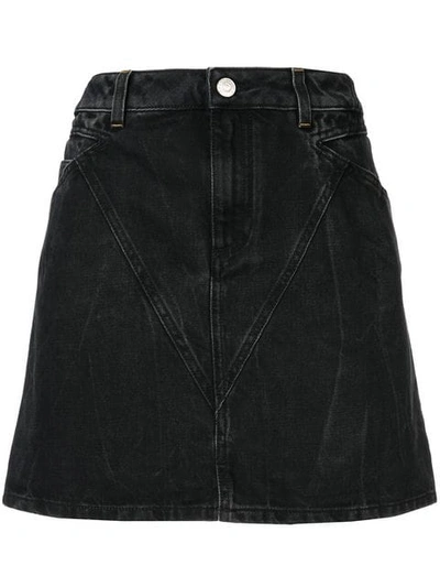 Givenchy Marble-washed Denim Mini Skirt In Black