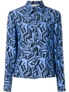 Chloé Printed Silk Crepe De Chine Shirt In Blue