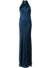 GALVAN GALVAN HALTERNECK LONG DRESS - BLUE