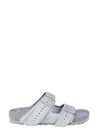 Rick Owens Birkenstock Arizona Ponyskin Sandals In Grigio