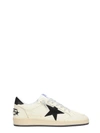 GOLDEN GOOSE BALL STAR WHITE LEATHER SNEAKERS,10644692