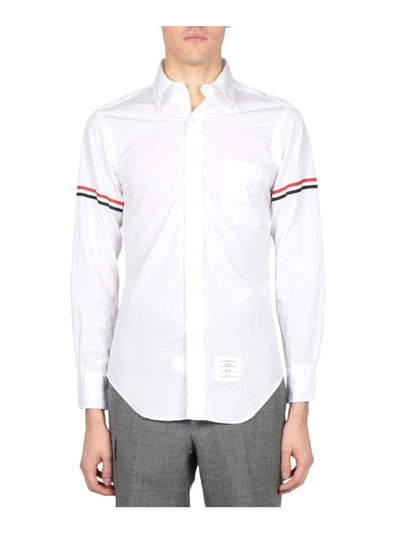 Thom Browne Oxford Cotton Armbands Shirt In Bianco