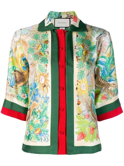 Gucci Floral Jungle Shirt In Green